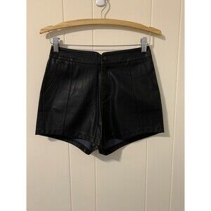 French Kiss Womens Faux Leather Black Shorts Size Small S